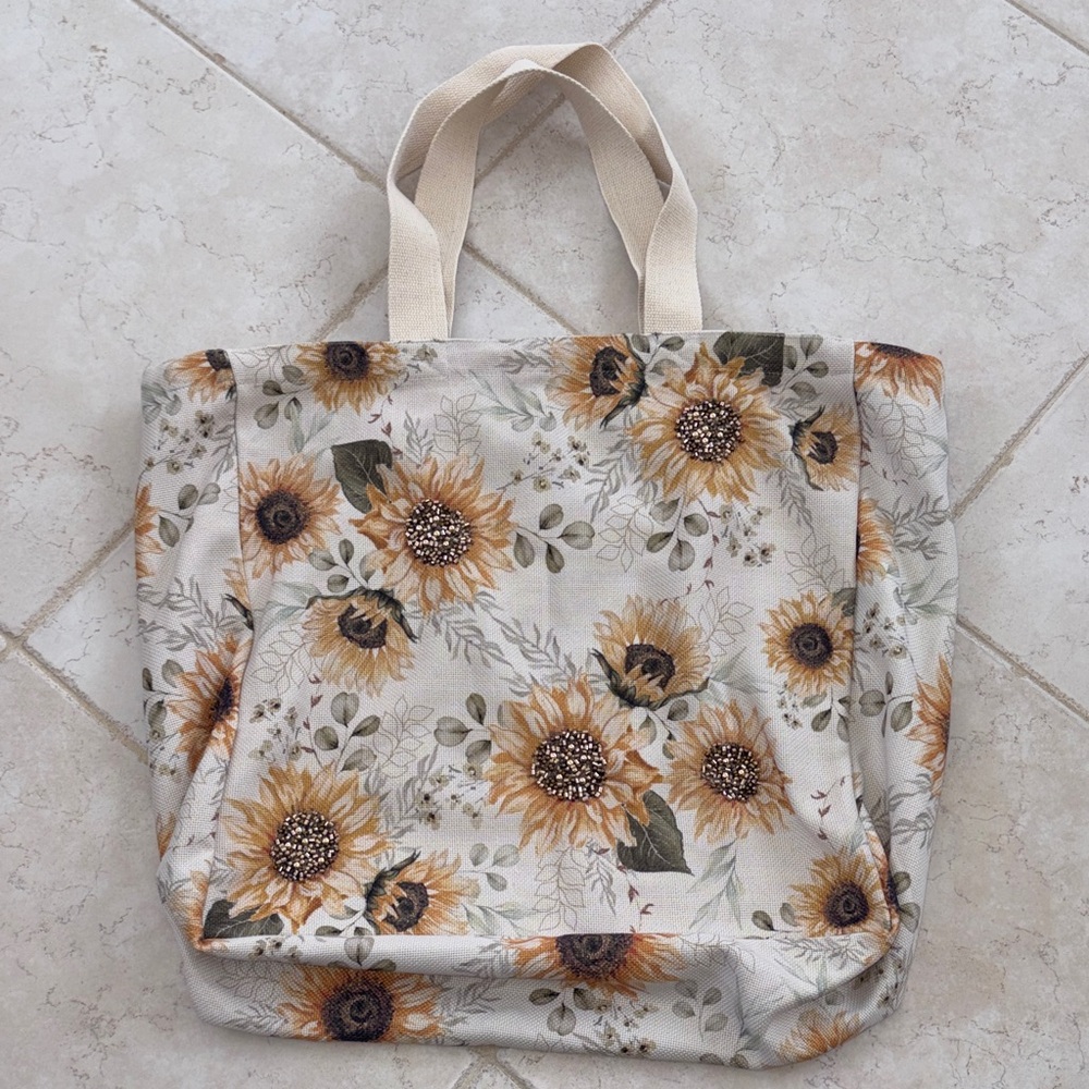 Sunflower Canvas Tote Bag - Neutral